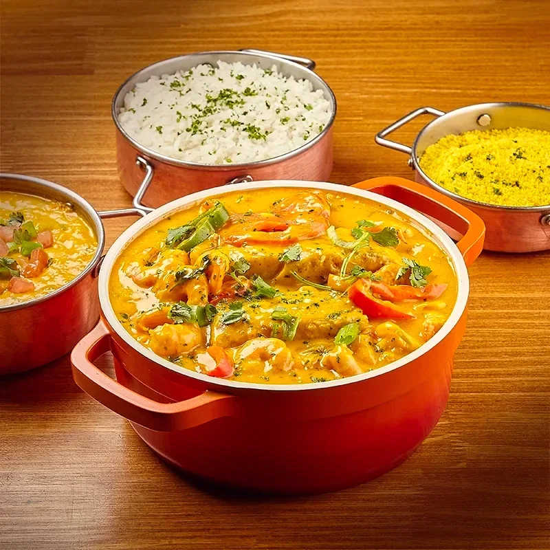 Moqueca de Filhote com Camarões, Banana-da-Terra e Arroz Branco